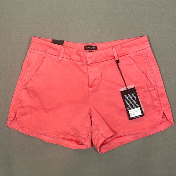 Dear John Pants - Dear John Flamingo Pink Coral Camille Trouser Tulip Short Women Size 28 / 6 NWT